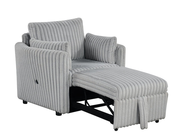 Denholme Gray Chair w/ Pull Out - Ornate Home