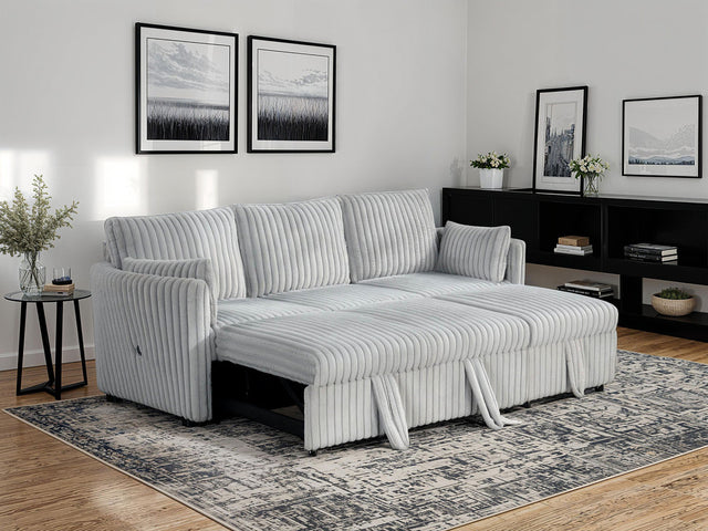 Denholme Gray Sectional w/ Pull Out - Ornate Home