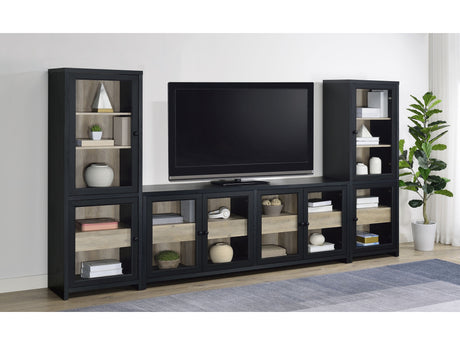 Denison Black 3-piece Entertainment Center 79-inch TV Stand - Ornate Home