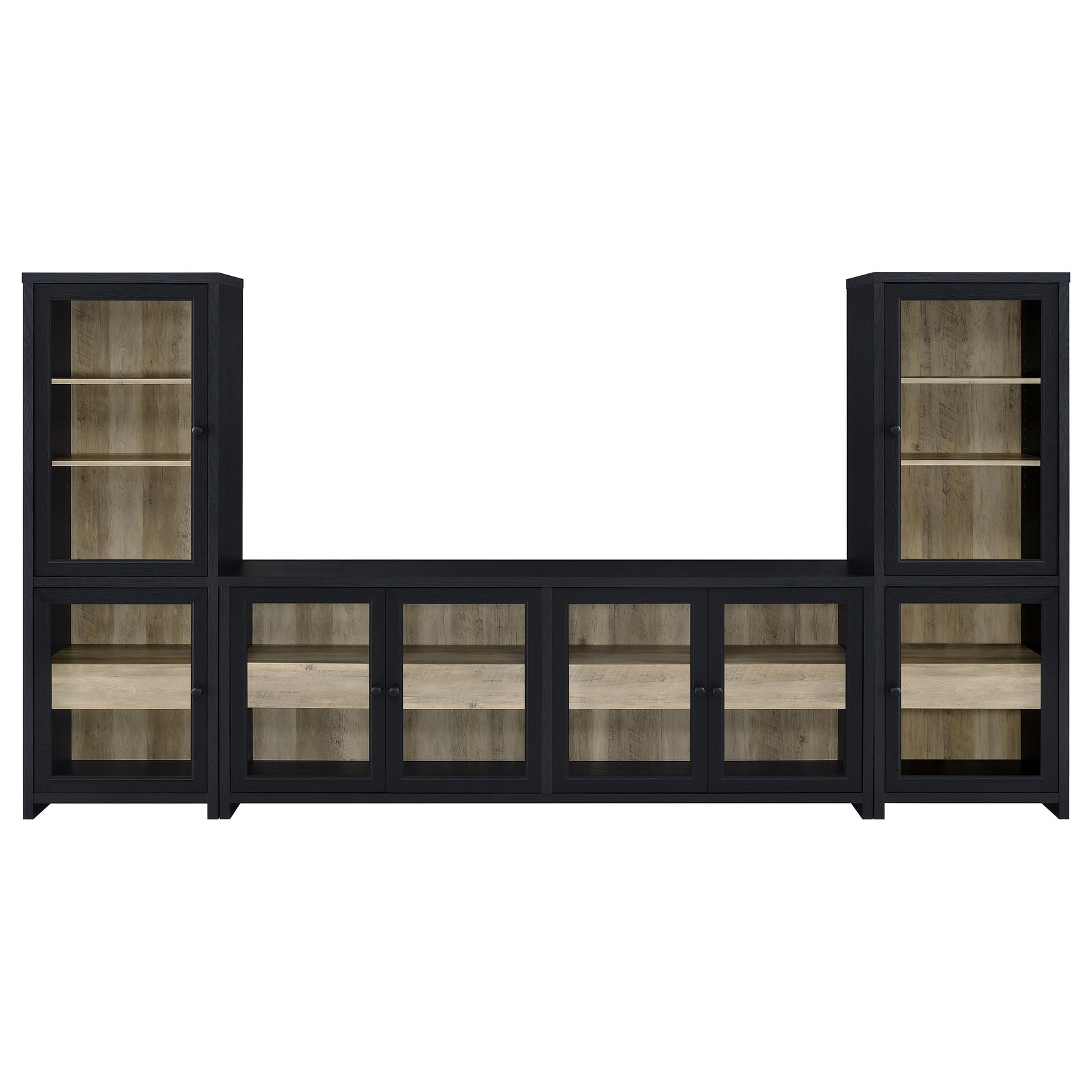 Denison Black 3-piece Entertainment Center 79-inch TV Stand - Ornate Home