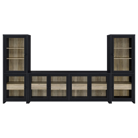 Denison Black 3-piece Entertainment Center 79-inch TV Stand - Ornate Home