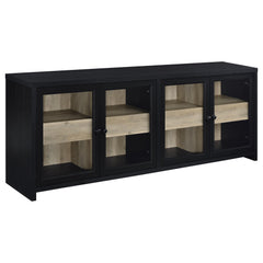 Denison Black 3-piece Entertainment Center 79-inch TV Stand - Ornate Home