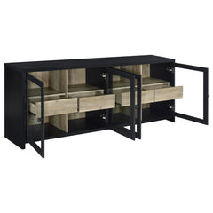 Denison Black 3-piece Entertainment Center 79-inch TV Stand - Ornate Home