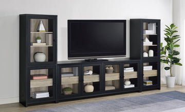 Denison Black 67-inch 2-door Media Tower Storage Cabinet - Ornate Home