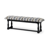 Denison Black Wood Base Woven-Leather Cushion Top Accent Bench