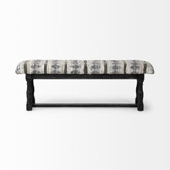 Denison Black Wood Base Woven-Leather Cushion Top Accent Bench