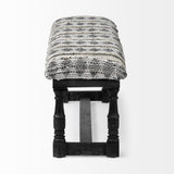 Denison Black Wood Base Woven-Leather Cushion Top Accent Bench