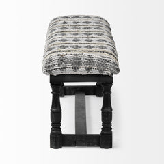 Denison Black Wood Base Woven-Leather Cushion Top Accent Bench