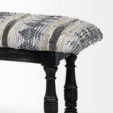 Denison Black Wood Base Woven-Leather Cushion Top Accent Bench