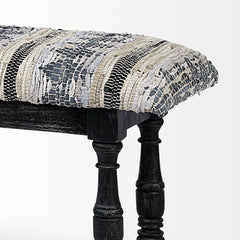 Denison Black Wood Base Woven-Leather Cushion Top Accent Bench