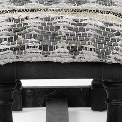 Denison Black Wood Base Woven-Leather Cushion Top Accent Bench
