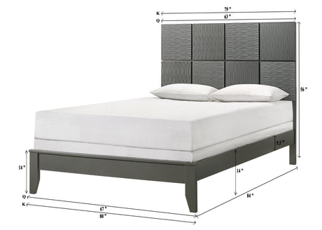 Denker Gunmetal Queen Panel Bed - Ornate Home