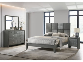 Denker Gunmetal Panel Bedroom Set - Ornate Home