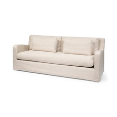 Denly Beige Slipcover Three Seater Sofa - Ornate Home