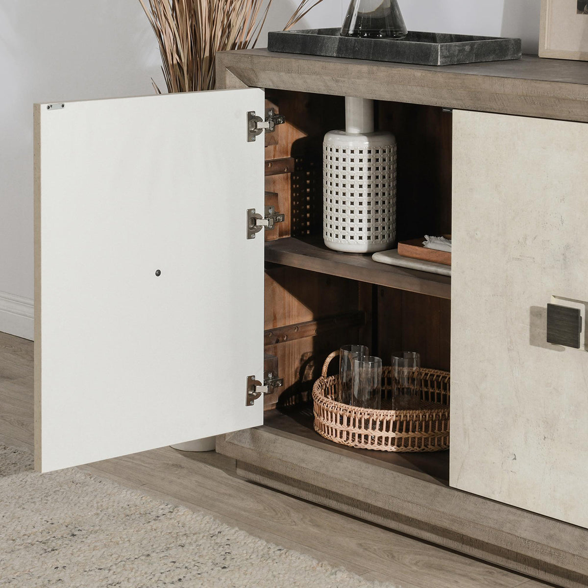 Denver Distressed Gray/Weathered Chalk Cabinet - Ornate Home