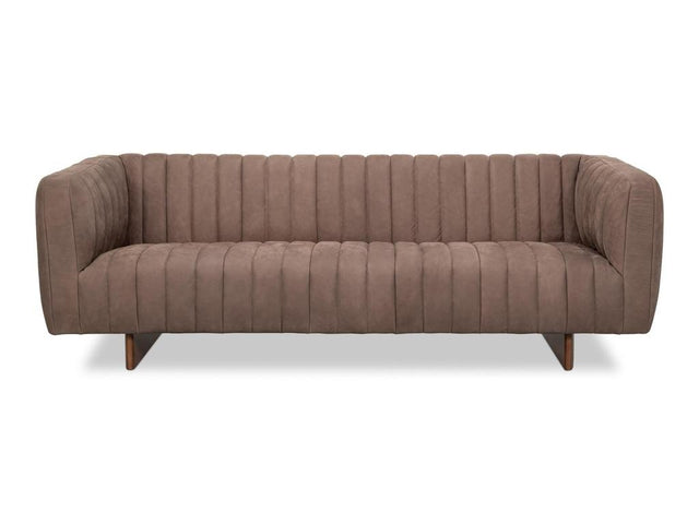 Denys Grey Leather Sofa - Ornate Home