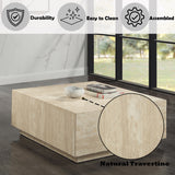 Deon Beige Travertine Coffee Table - Ornate Home