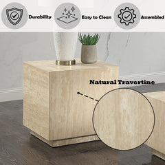 Deon Beige Travertine End Table - Ornate Home