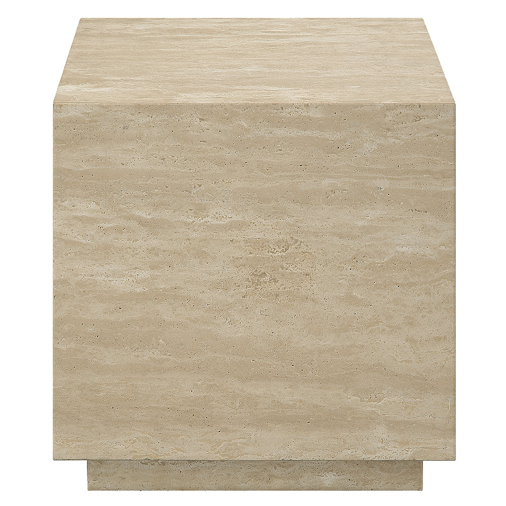 Deon Beige Travertine End Table - Ornate Home