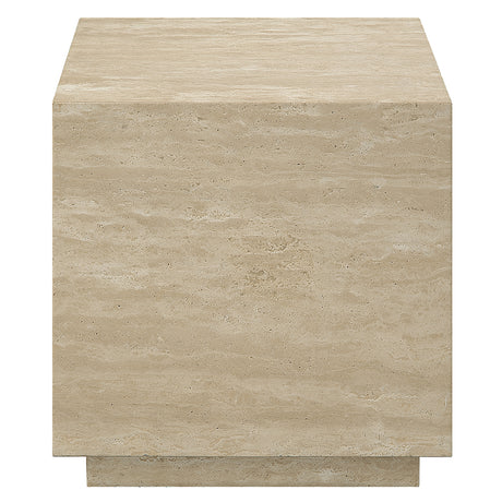 Deon Beige Travertine End Table - Ornate Home