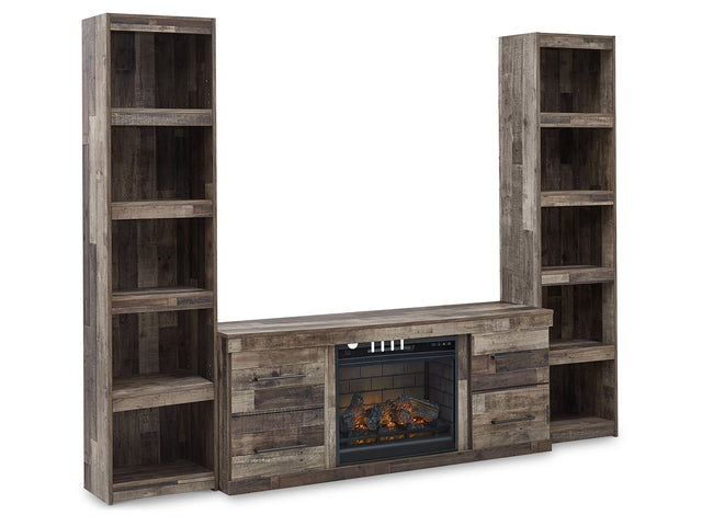 Derekson Multi Gray 3-Piece Entertainment Center with Electric Fireplace (Online Special Price) - Ornate Home
