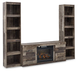 Derekson Multi Gray 3-Piece Entertainment Center with Electric Fireplace - Ornate Home