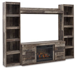 Derekson Multi Gray 4-Piece Entertainment Center with Electric Fireplace - Ornate Home