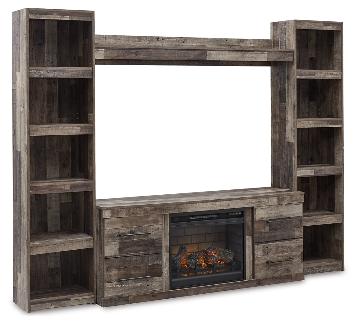 Derekson Multi Gray 4-Piece Entertainment Center with Electric Fireplace - Ornate Home