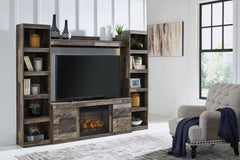 Derekson Multi Gray 4-Piece Entertainment Center with Electric Fireplace - Ornate Home