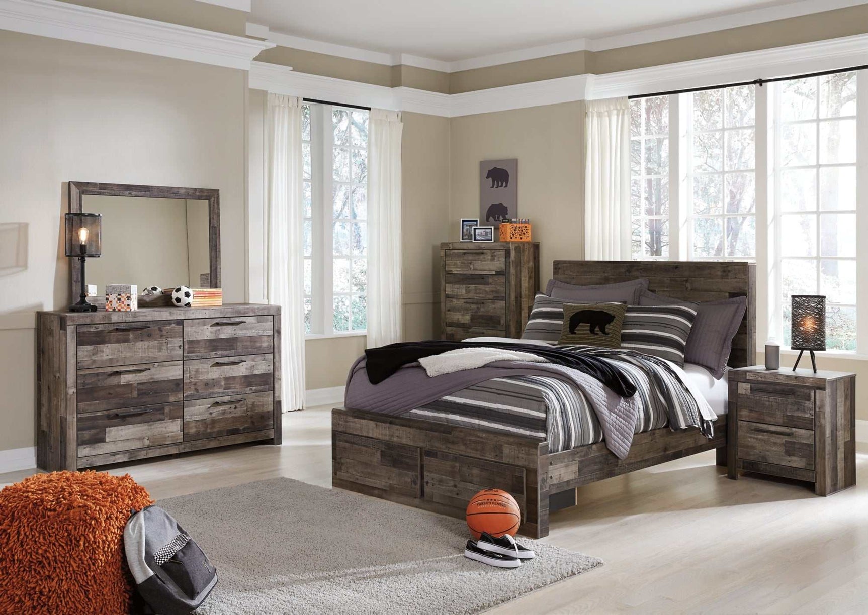 Derekson Multi Gray Full Panel Bed (Online Special Price) - Ornate Home