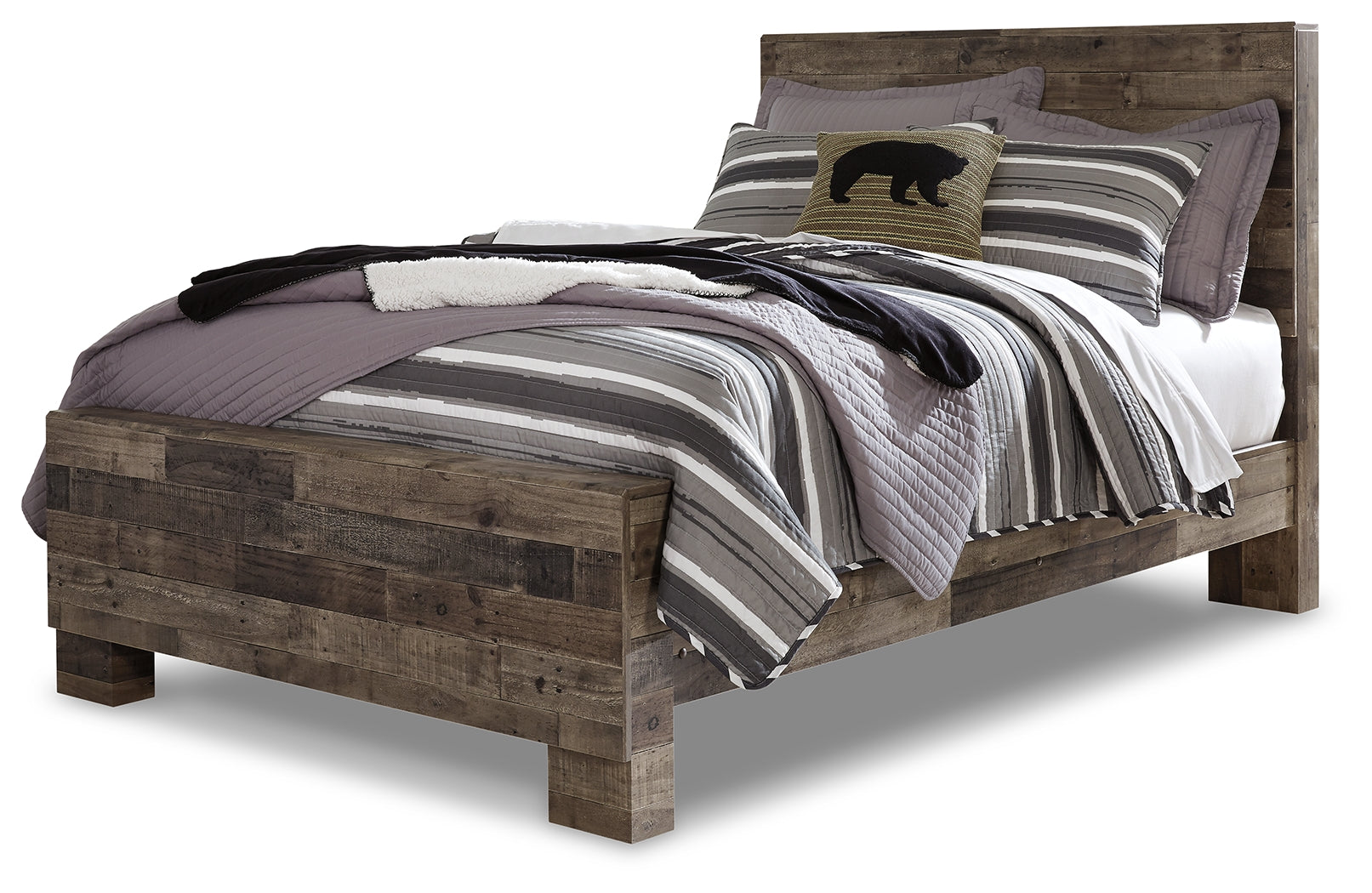 Derekson Multi Gray Full Panel Bedroom Set with Dresser, Mirror and Nightstand (Online Special Price) - Ornate Home