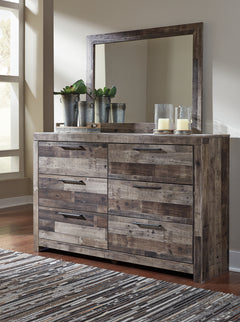 Derekson Multi Gray Full Panel Bedroom Set with Dresser, Mirror and Nightstand - Ornate Home
