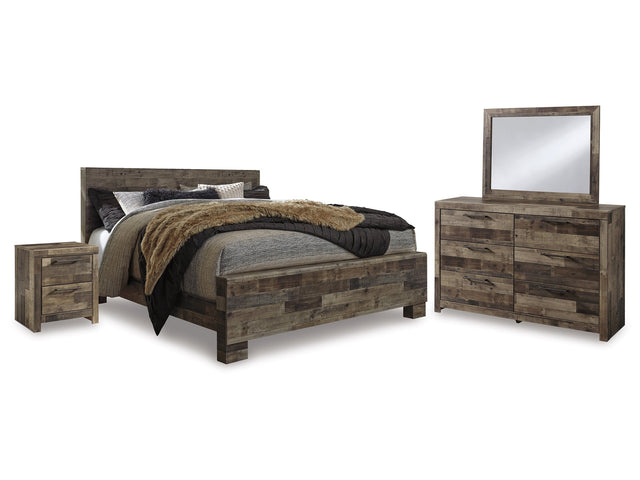 Derekson Multi Gray King Panel Bed, Dresser, Mirror and Nightstand (Online Special Price) - Ornate Home