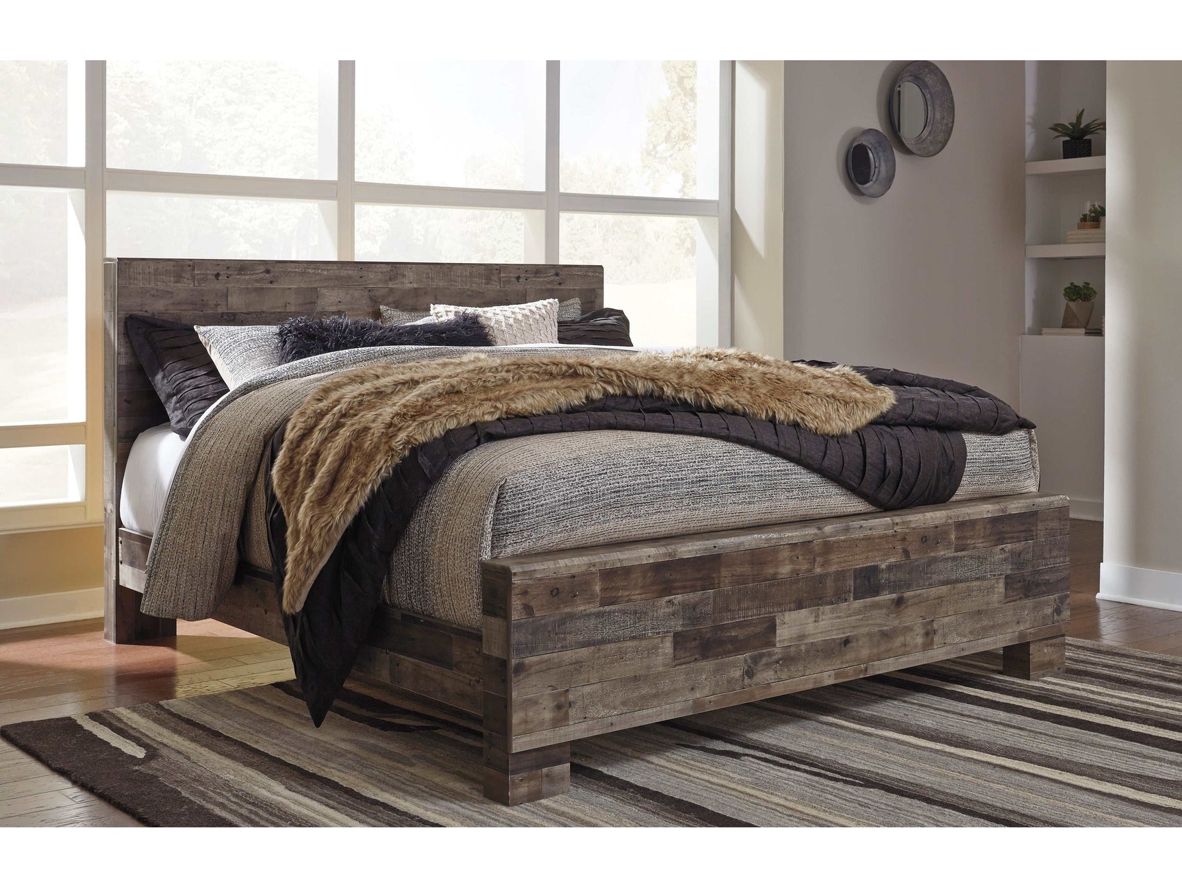 Derekson Multi Gray King Panel Bed (Online Special Price) - Ornate Home