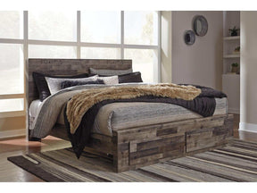 Derekson Multi Gray King Panel Bed w/ 2 Storage Drawers (Online Special Price) - Ornate Home