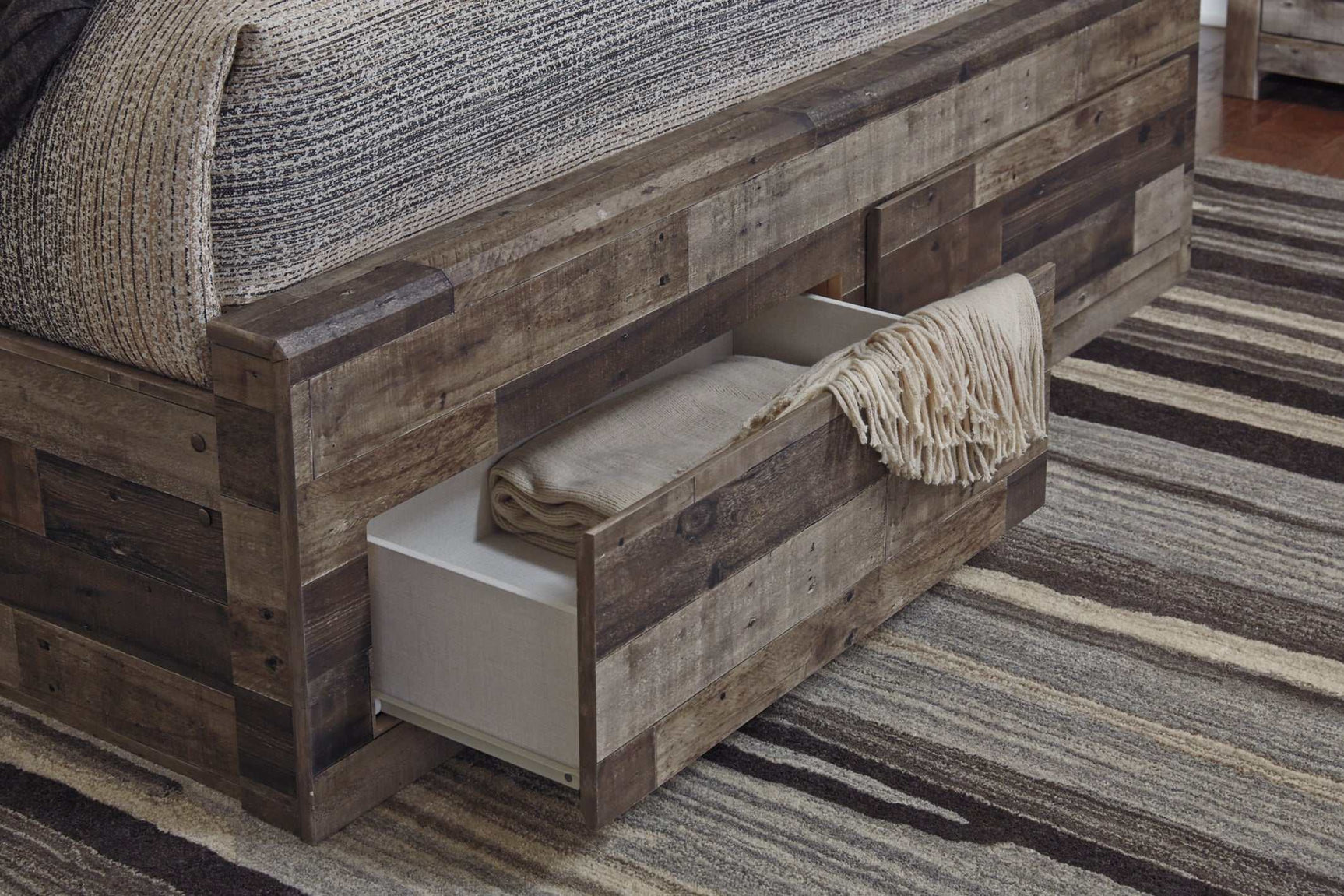 Derekson Multi Gray King Panel Bed w/ 6 Storage Drawers (Online Special Price) - Ornate Home