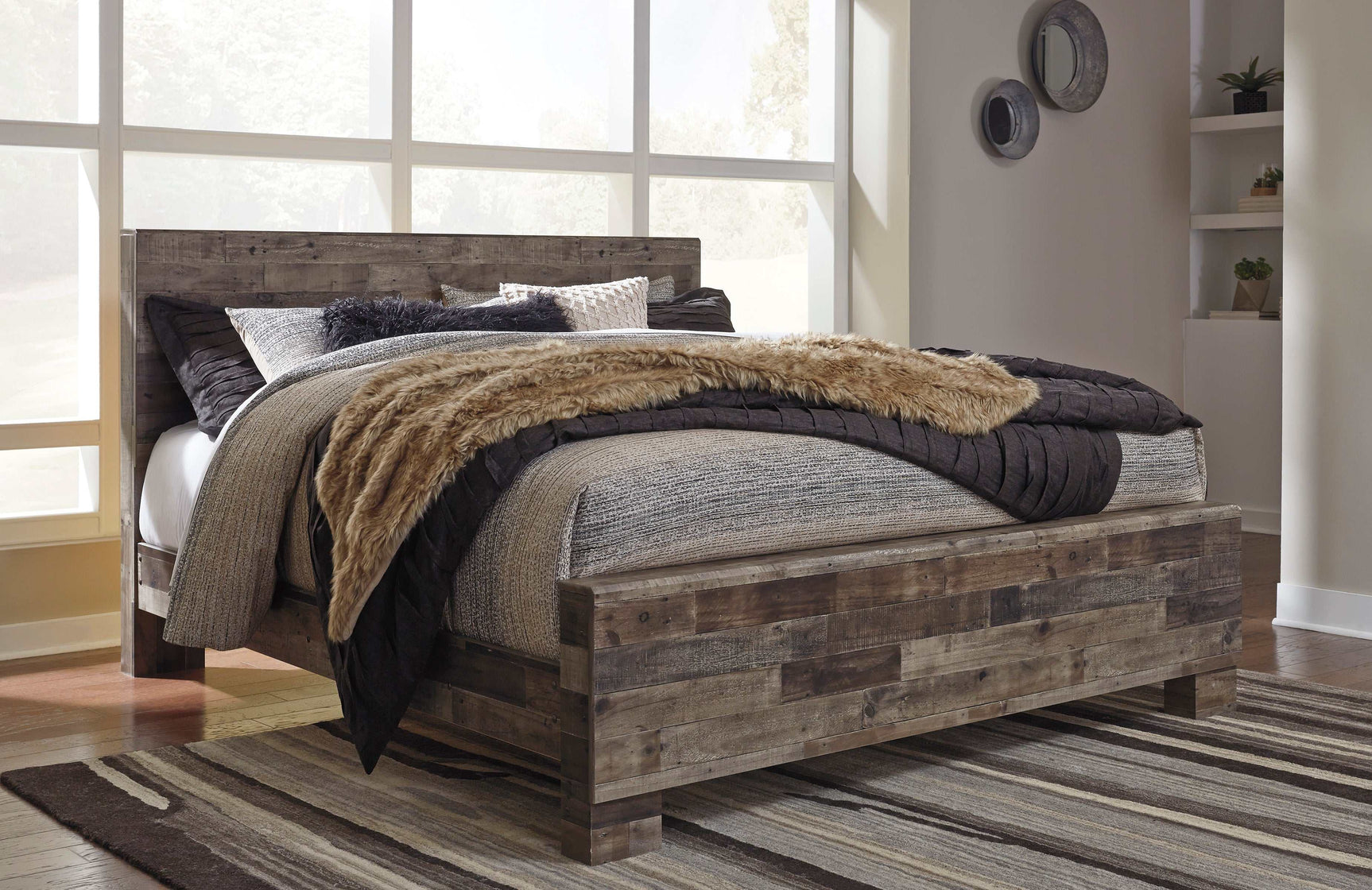 Derekson Multi Gray King Panel Bedroom Set / 4pc (Online Special Price) - Ornate Home
