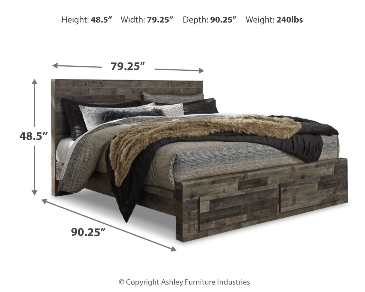 Derekson Multi Gray King Panel Bedroom Set with Dresser, Chest and Nightstand (Online Special Price) - Ornate Home