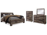 Derekson Multi Gray King Panel Bedroom Set with Dresser, Mirror and Chest (Online Special Price) - Ornate Home