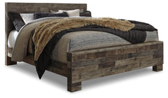 Derekson Multi Gray King Panel Bedroom Set with Mirror and Nightstand - Ornate Home