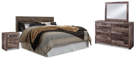 Derekson Multi Gray King Panel Headboard, Dresser, Mirror and Nightstand - Ornate Home