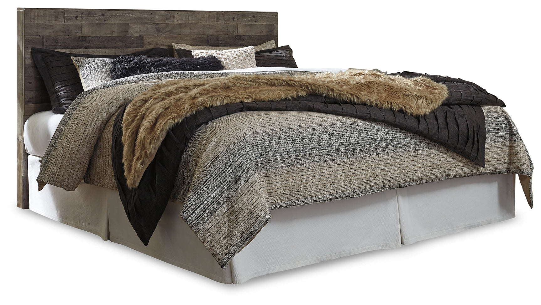 Derekson Multi Gray King Panel Headboard, Dresser, Mirror and Nightstand - Ornate Home
