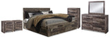 Derekson Multi Gray King Panel Storage Bed, Dresser, Mirror, Chest and 2 Nightstands - Ornate Home