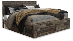 Derekson Multi Gray King Panel Storage Bed, Dresser, Mirror, Chest and 2 Nightstands - Ornate Home