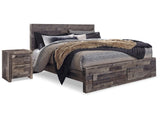 Derekson Multi Gray King Panel Storage Bedroom Set with 2 Nightstands (Online Special Price) - Ornate Home