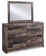 Derekson Multi Gray King Panel Storage Bedroom Set with Dresser, Mirror and Nightstand (Online Special Price) - Ornate Home