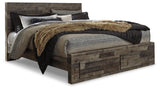 Derekson Multi Gray King Panel Storage Bedroom Set with Dresser, Mirror and Nightstand (Online Special Price) - Ornate Home