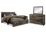 Derekson Multi Gray King Panel Storage Bedroom Set with Dresser and Mirror - Ornate Home