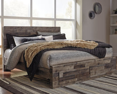 Derekson Multi Gray King Panel Storage Bedroom Set with Dresser and Nightstand - Ornate Home