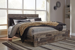Derekson Multi Gray King Storage Bedroom Set with Dresser, Chest and 2 Nightstands - Ornate Home